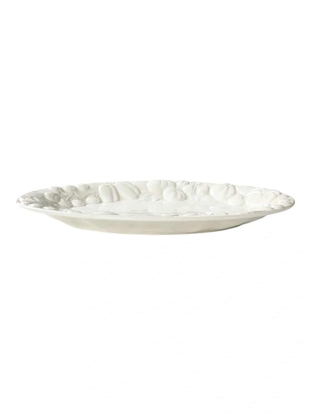 Williams Sonoma Italy 19” Embossed Vegetable Garden Oval Serving Platter White